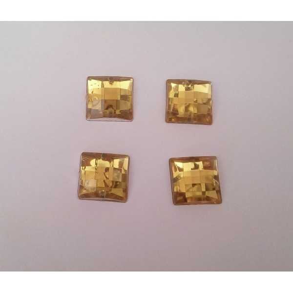 14mm Topáz Arany négyzet varrható Akril kristály