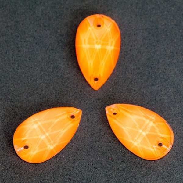 6 db NEON narancs varrható üveg kristály csepp 18mm