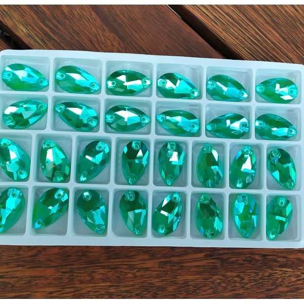7 db NEON zöld AB varrható üveg kristály 18mm