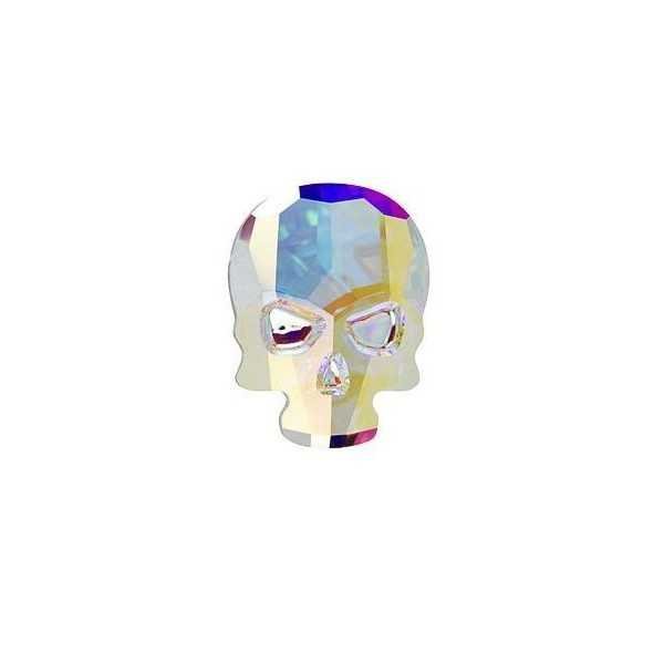 8 mm Skull koponya Crystal AB ragasztható strasszkő