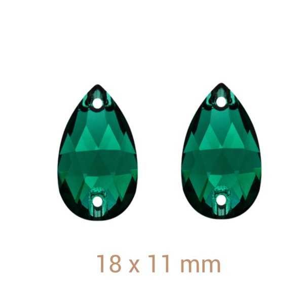 6 db Smaragd zöld varrható üveg kristály csepp 18mm