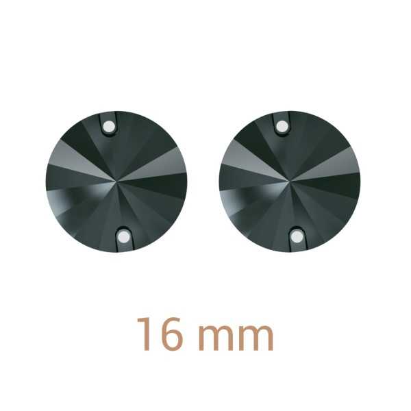 4 db Csillogó fekete varrható rivoli 16mm