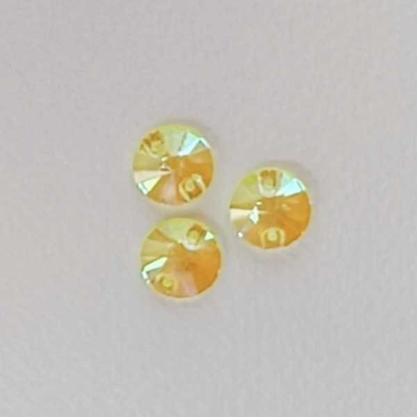 6 db NEON sárga AB varrható rivoli kristály 12mm