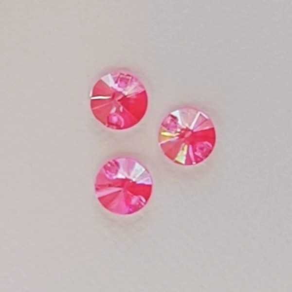 6 db NEON pink AB varrható rivoli kristály 12mm