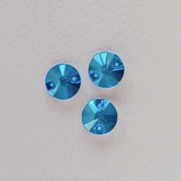 6 db NEON kék AB varrható rivoli kristály 12mm