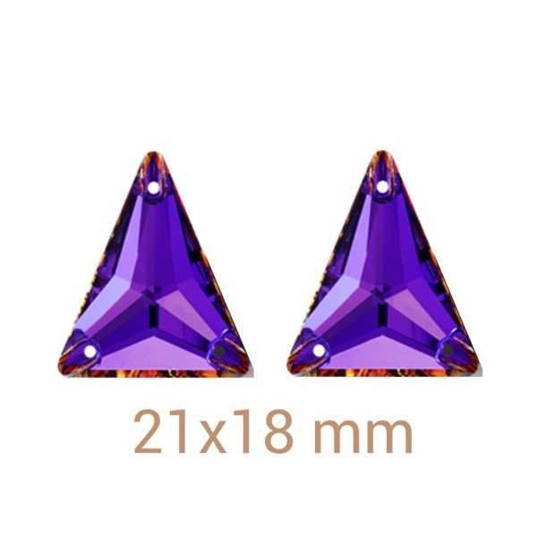3db Háromszög Csodalila varrható üveg kristály 21mm