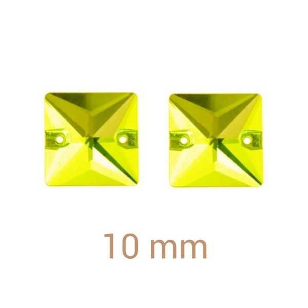 10db Citrine négyzet varrható üveg kristály 10mm