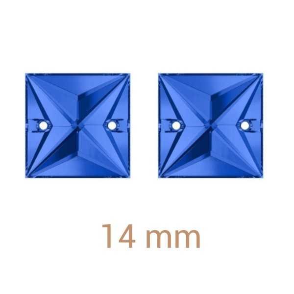 8db Zafír négyzet varrható üveg kristály 14mm