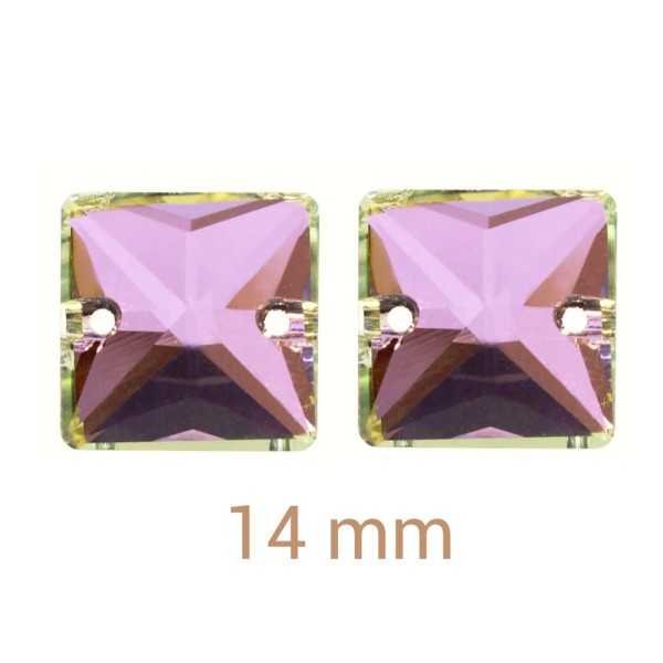 4db Violet MIX négyzet varrható üveg kristály 14mm