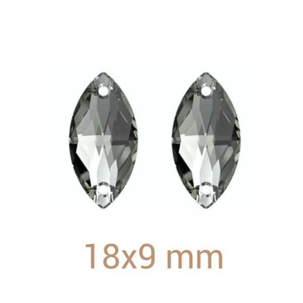 6db Navette Black Diamond varrható üveg kristály 18mm