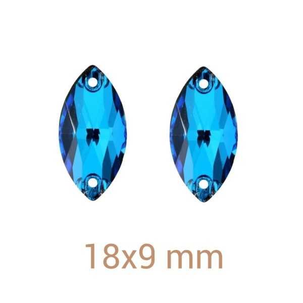 6db Navette Meridian Blue varrható üveg kristály 18mm