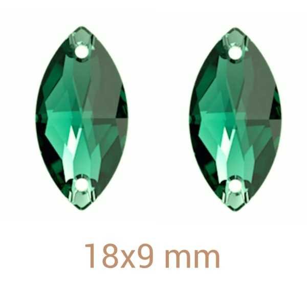 6db Navette Emerald varrható üveg kristály 18mm