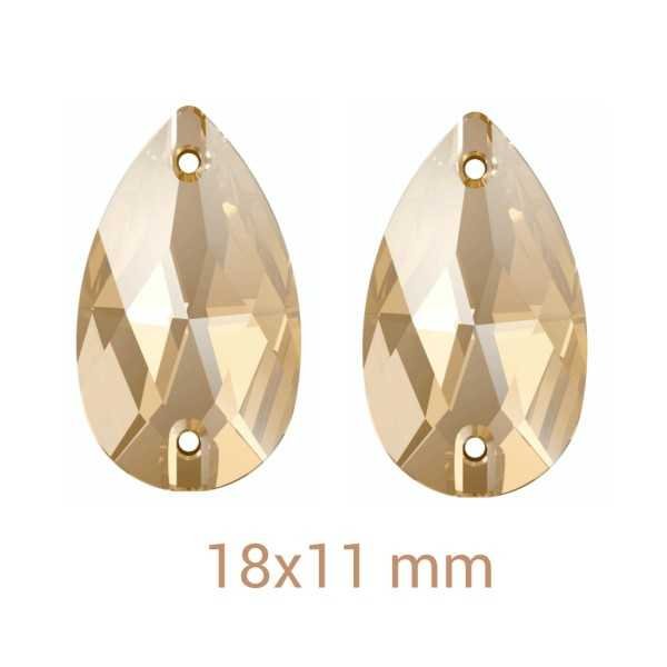 6db Csepp Golden Shimmer varrható üveg kristály 18mm