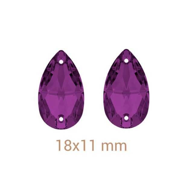 7db Ametiszt lila varrható üveg kristály 18mm