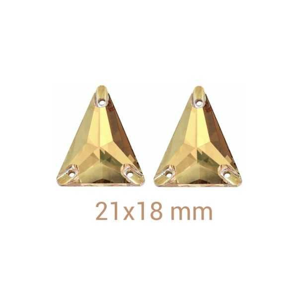 3db Háromszög Szikrázó ARANY varrható üveg kristály 21mm