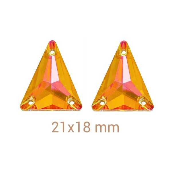 3db Háromszög Narancs +AB+ varrható üveg kristály 21mm