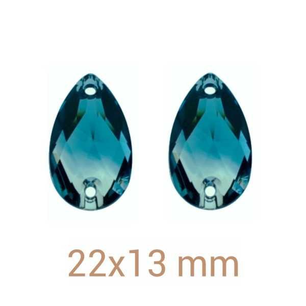 6 db BLUE Zircon varrható üveg kristály csepp 22mm