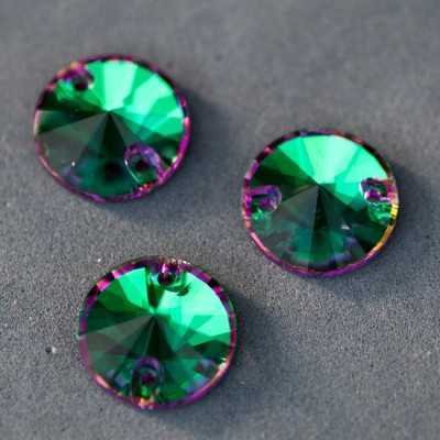 Csoda Zöld emerald varrható üveg kristály kerek