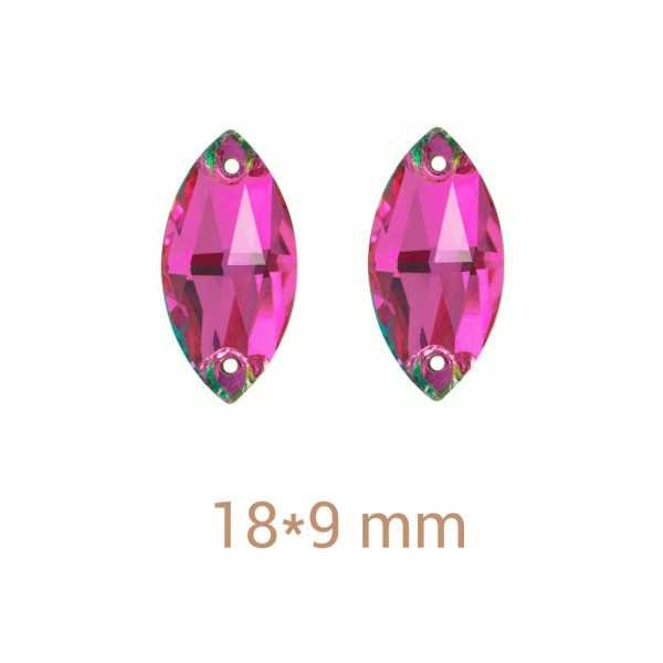 6db Navette Rose MIX varrható üveg kristály 18mm